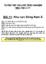 Tuyển tập câu hỏi trắc nghiệm môn địa lí lớp 11 - Bài 11 Khu vực Đông Nam Á
